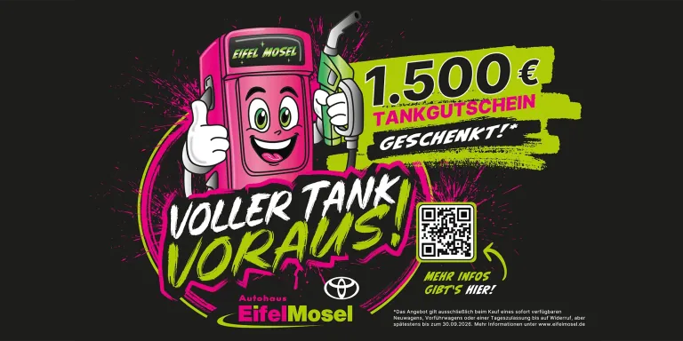Voller Tank Voraus - 1.500 € Tankgutschein geschenkt